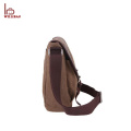 High Quality Men Leather Canvas Shoulder Messenger Bag